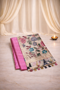 Kanchana tussar silk saree - onion pink