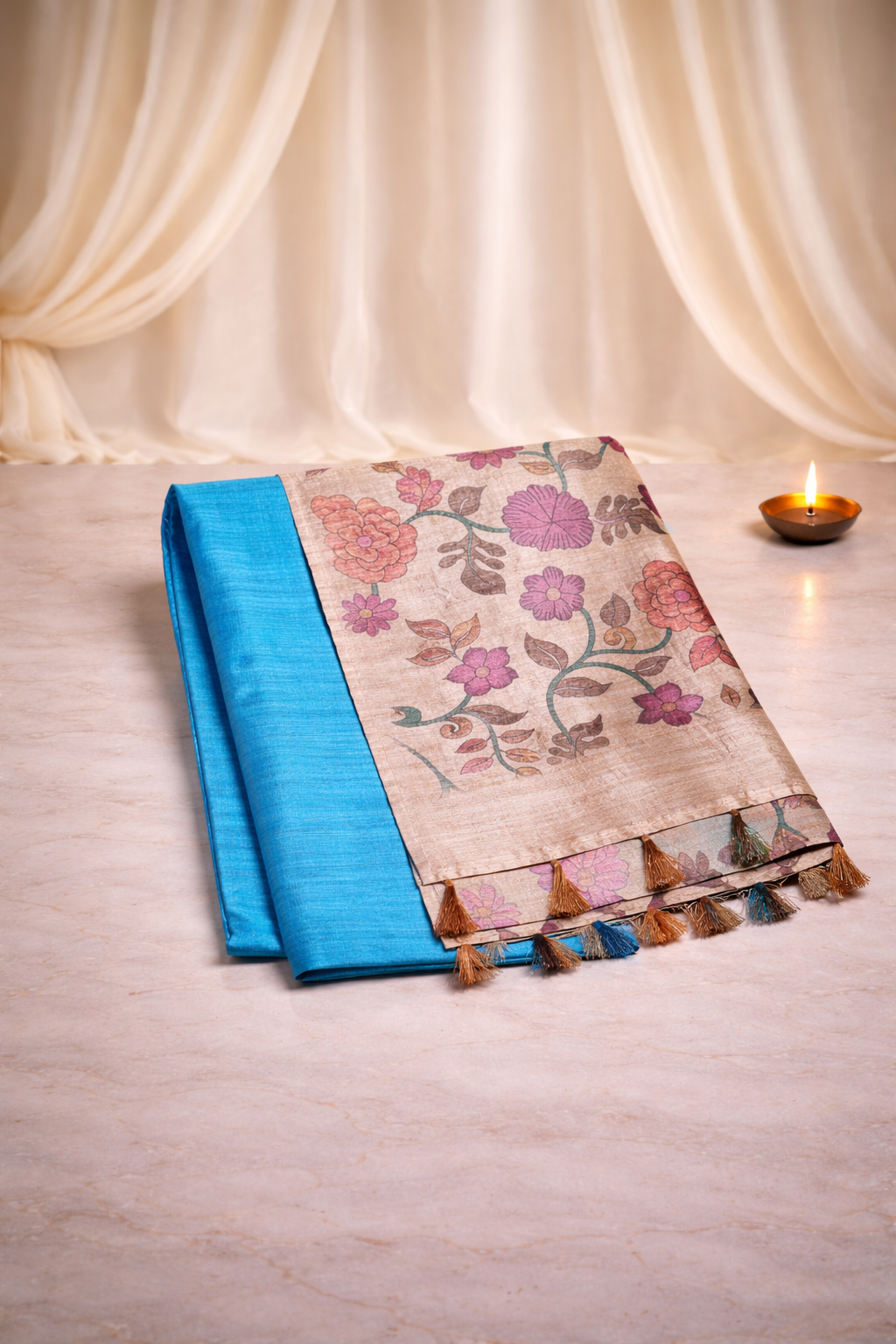 Kanchana tussar silk saree - Sky blue