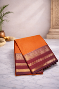 Rust with maroorn kanchi border - Chettinad cotton