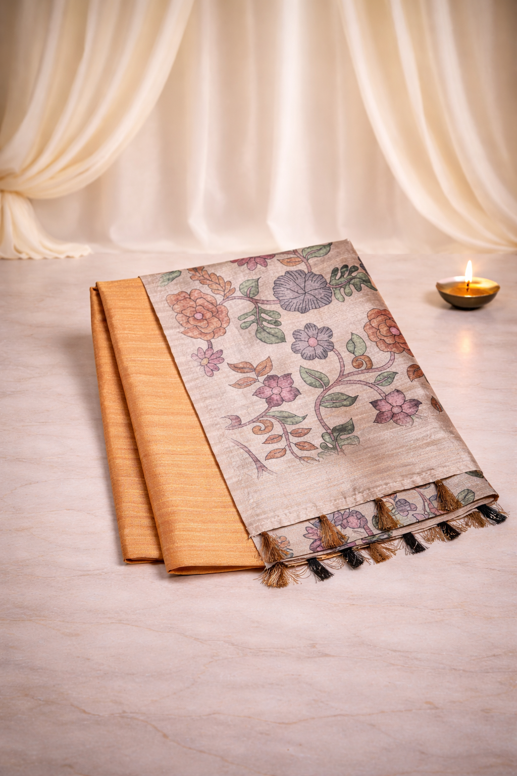 Kanchana tussar silk saree - Musturd yellow