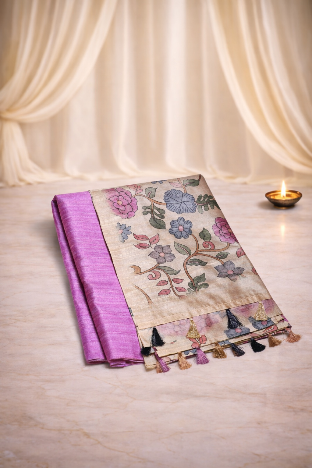 Kanchana tussar silk saree - dark lavender