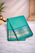 Sea green with darl teal border - Chettinad cotton