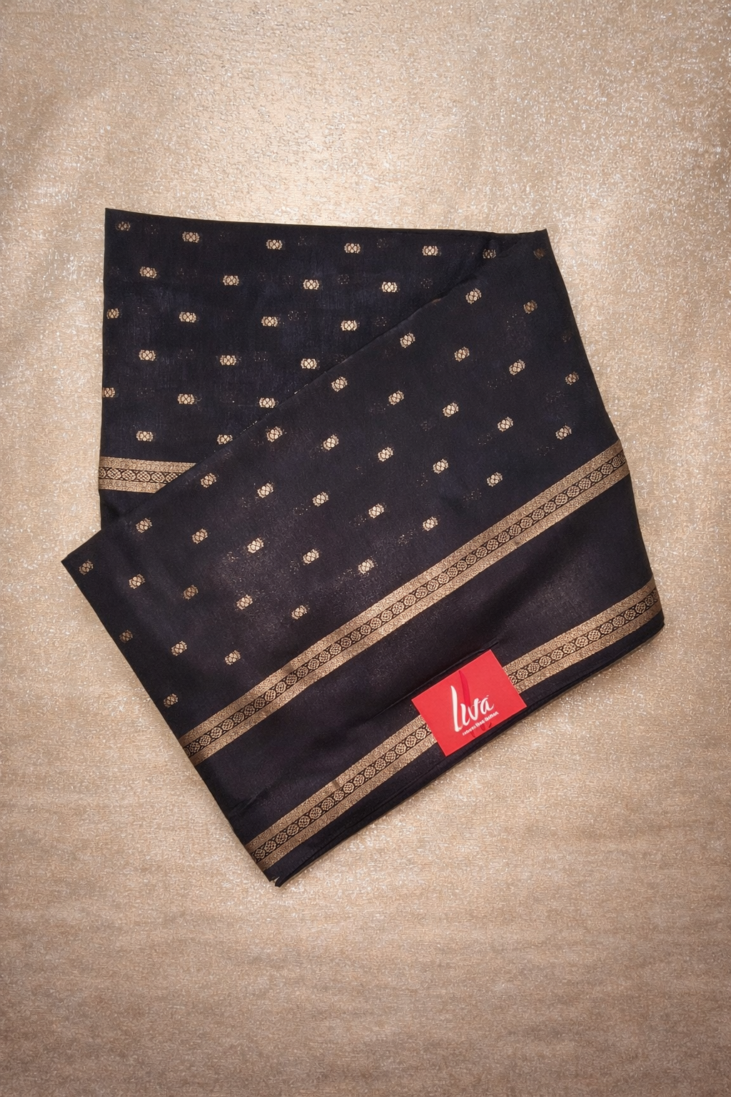 Semi-Raw Silk Zari Butti - Retttapet Border (Black)