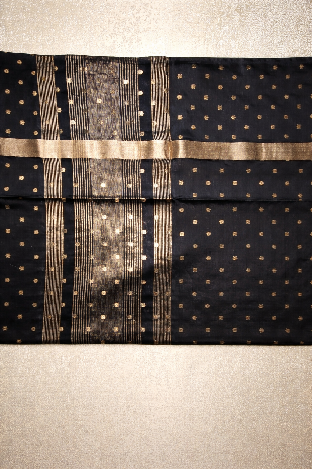 Semi-Raw Silk Zari Butti - Black