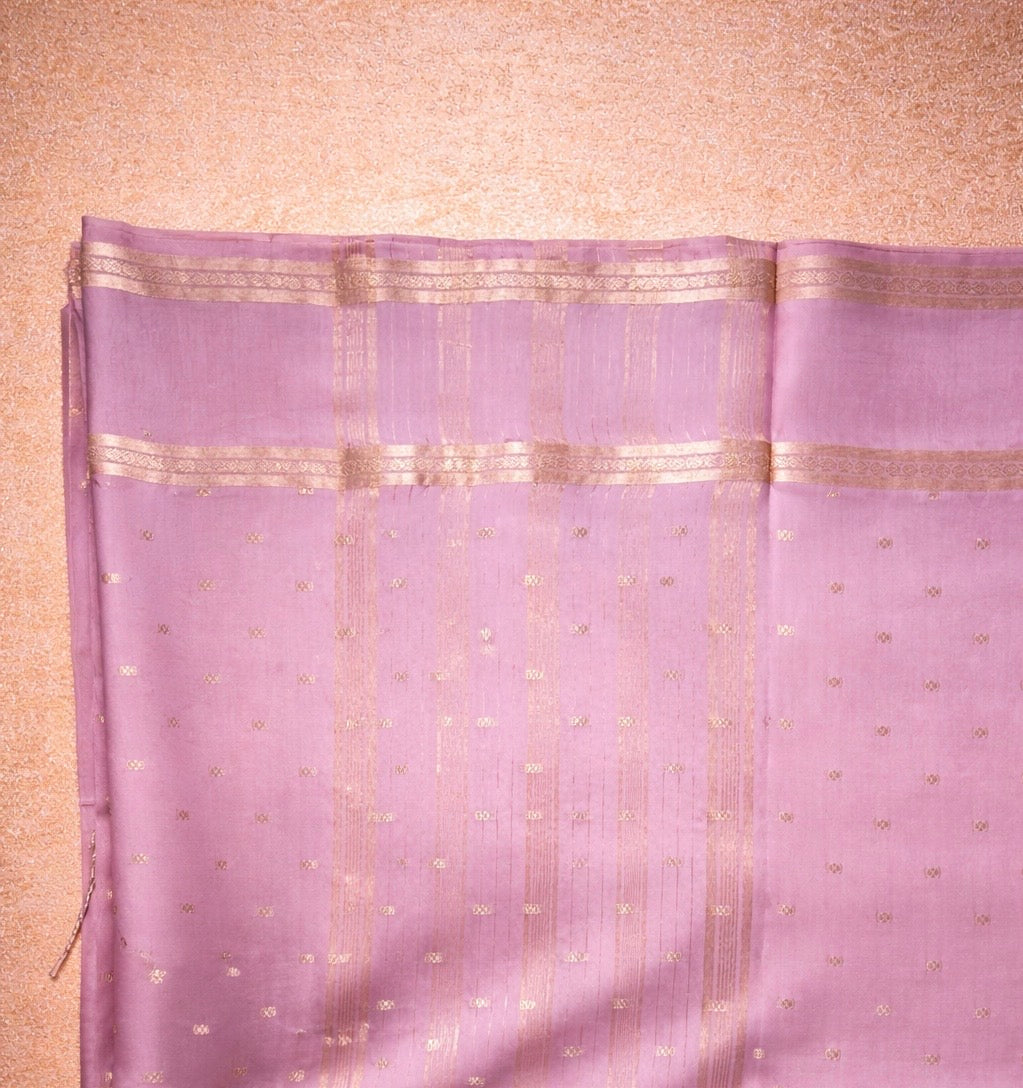 Semi-Raw Silk Zari Butti - Retttapet Border 
(Blush Pink)