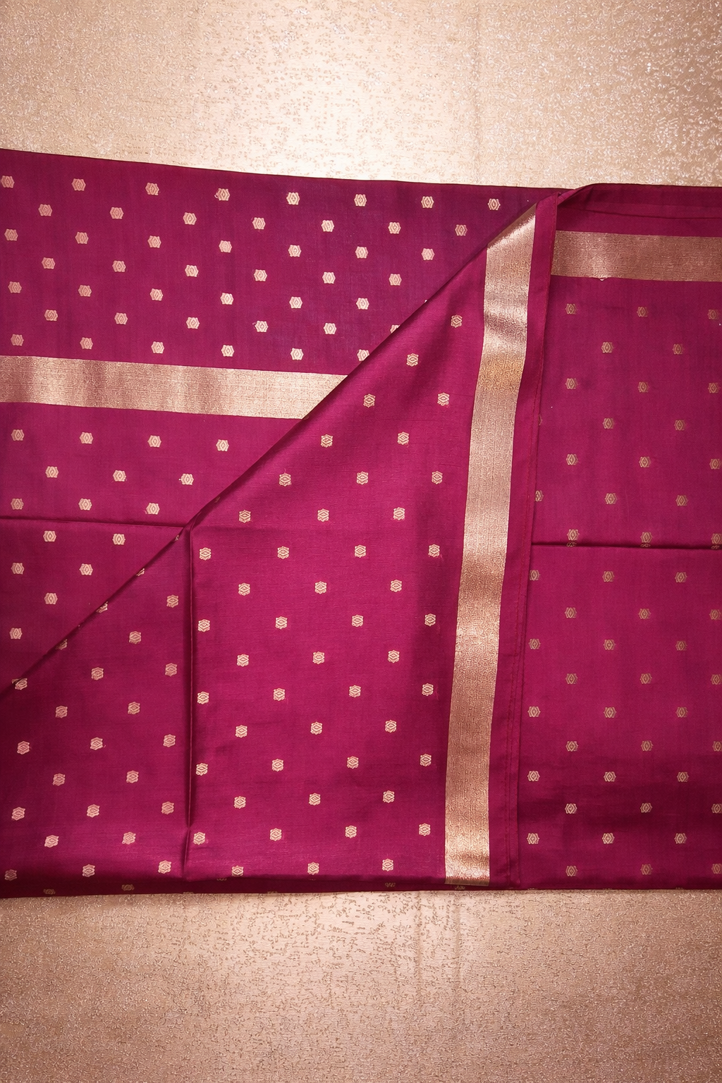 Semi-Raw Silk Zari Butti - Deep Magenta