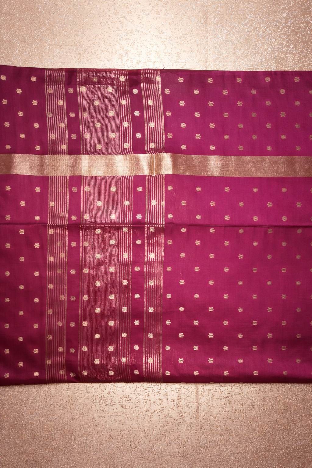 Semi-Raw Silk Zari Butti - Deep Magenta