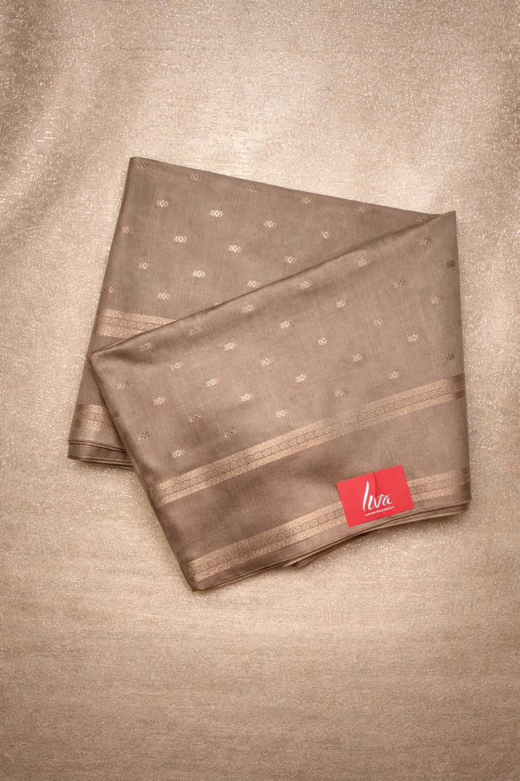 Semi-Raw Silk Zari Butti - Retttapet Border 
(Coffee Biege)