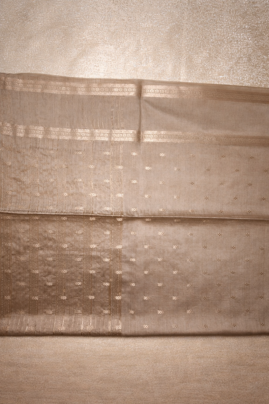 Semi-Raw Silk Zari Butti - Retttapet Border 
(Coffee Biege)