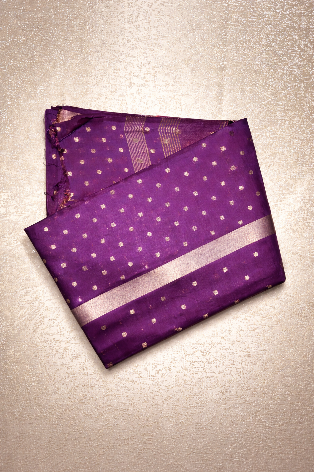 Semi-Raw Silk Zari Butti - Royal Purple