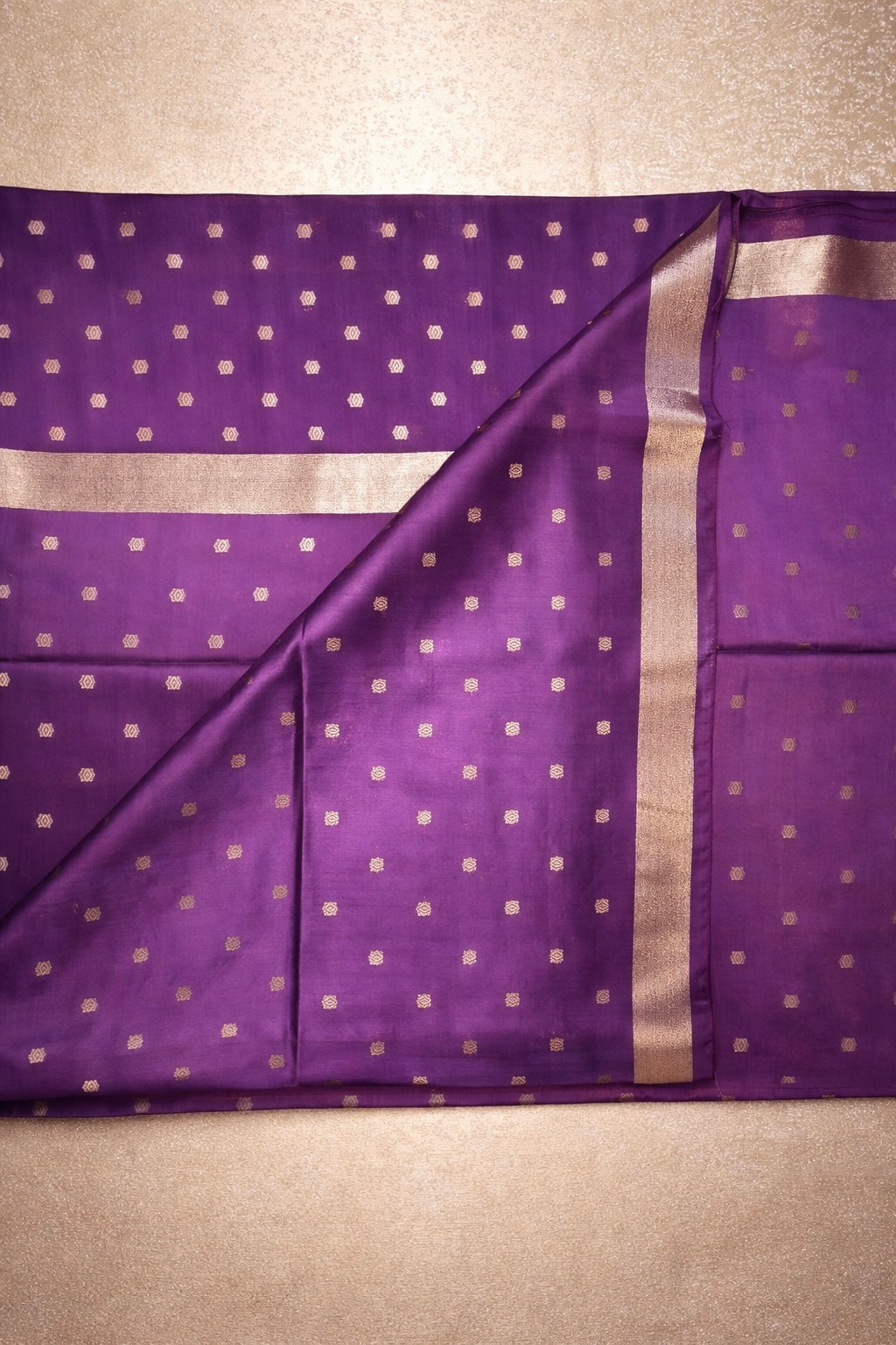 Semi-Raw Silk Zari Butti - Royal Purple