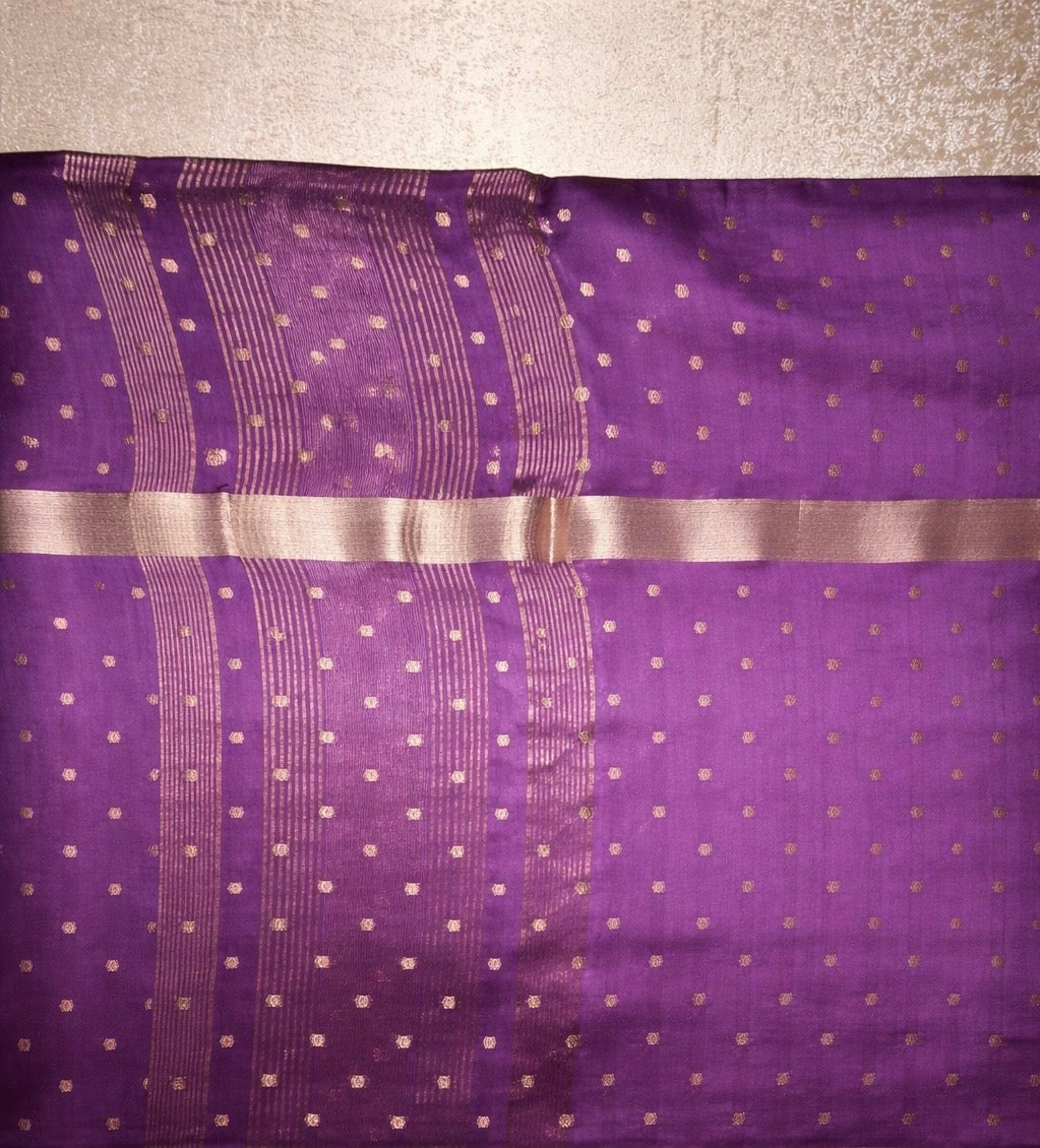Semi-Raw Silk Zari Butti - Royal Purple