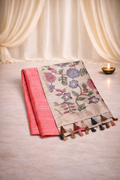 Kanchana tussar silk saree - Peach coral