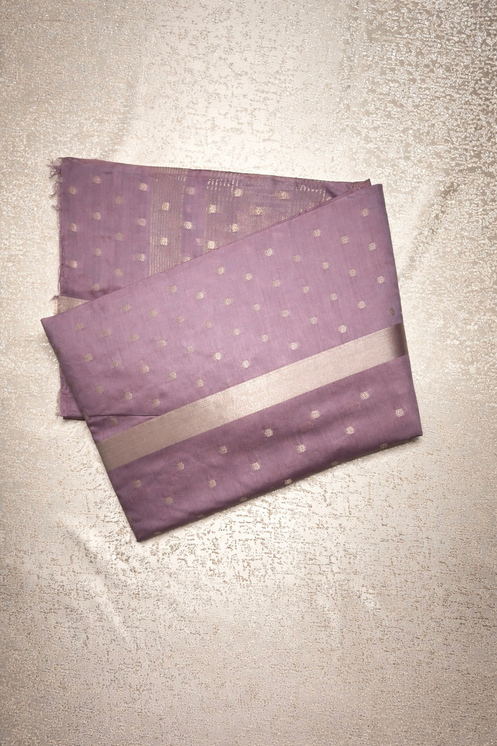 Semi-Raw Silk Zari Butti - Smoky Lavender