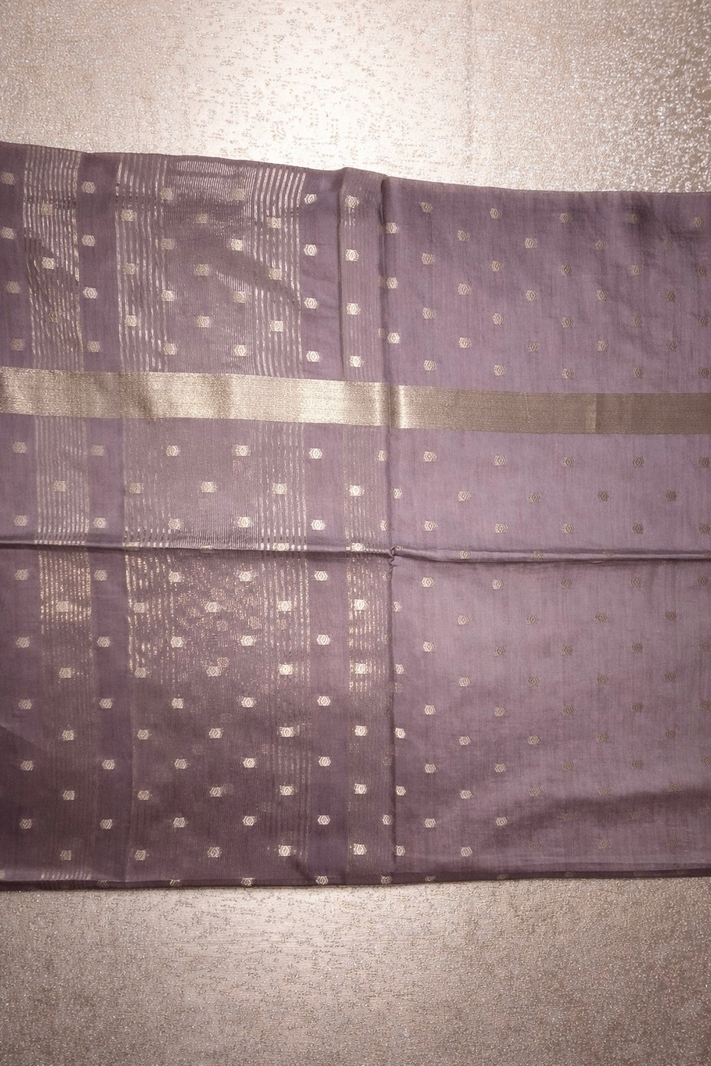 Semi-Raw Silk Zari Butti - Smoky Lavender
