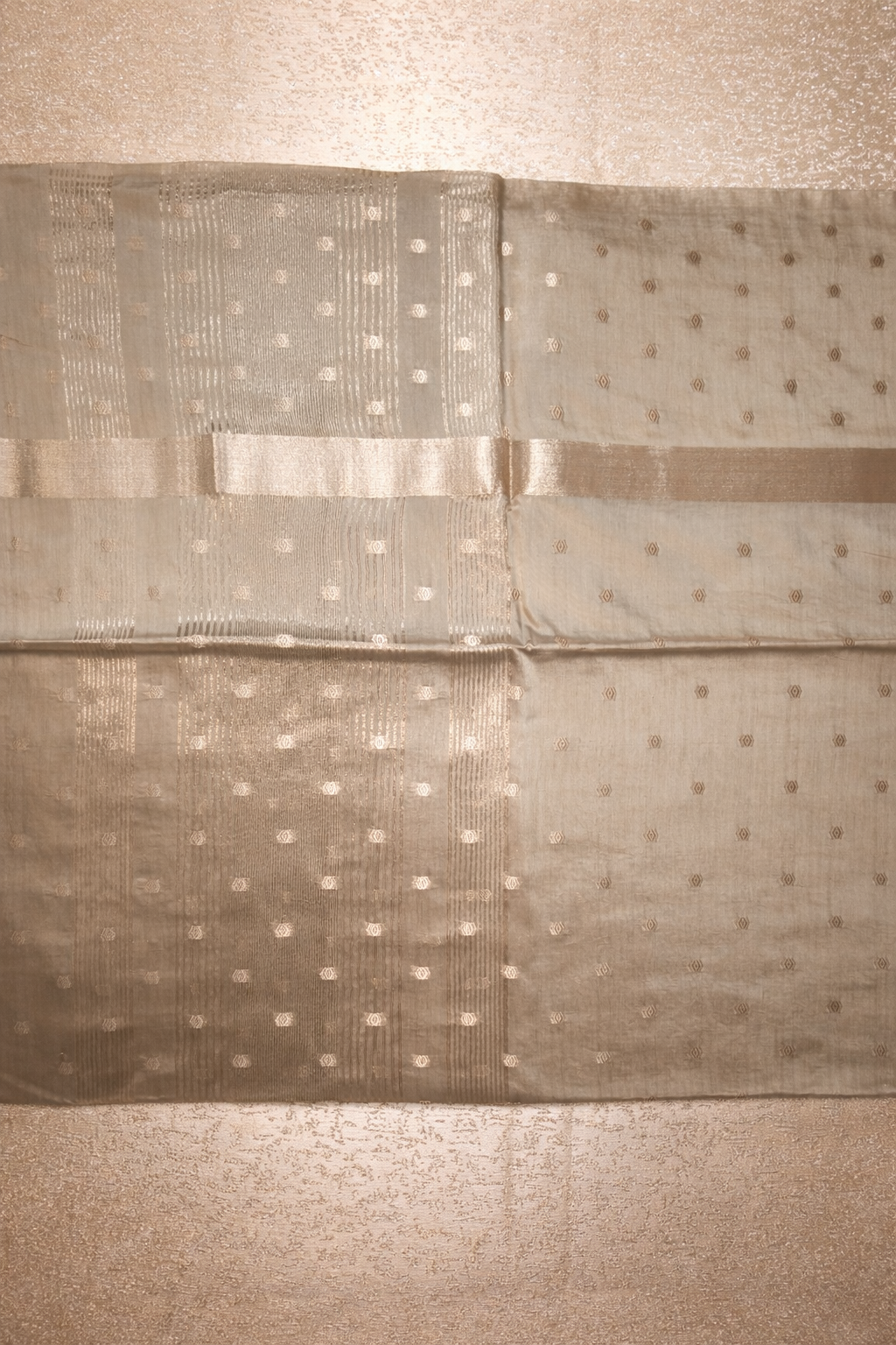 Semi-Raw Silk Zari Butti - Coffee Beige