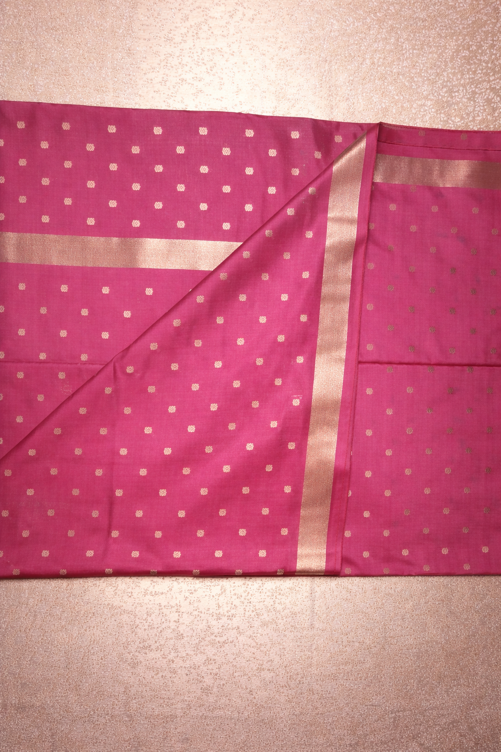 Semi-Raw Silk Zari Butti - Bright Pink