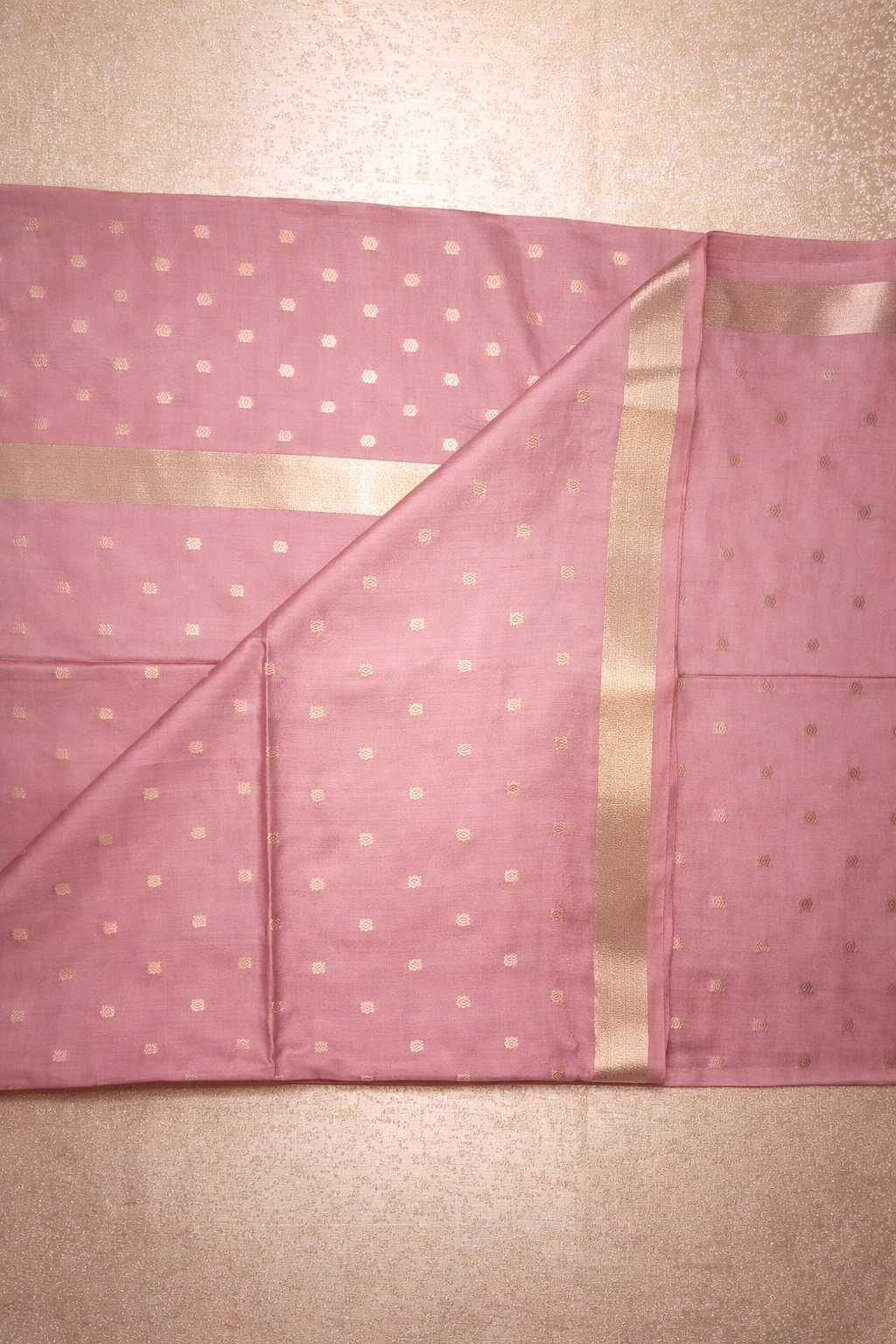 Semi-Raw Silk Zari Butti - Dusty Rose