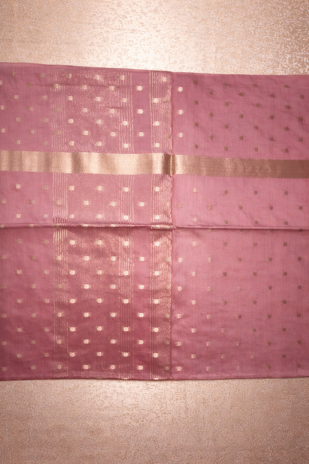 Semi-Raw Silk Zari Butti - Dusty Rose