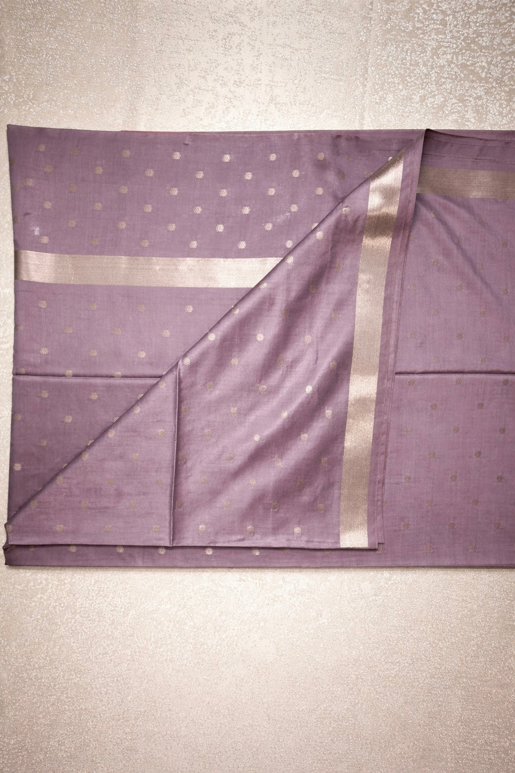Semi-Raw Silk Zari Butti - Smoky Lavender