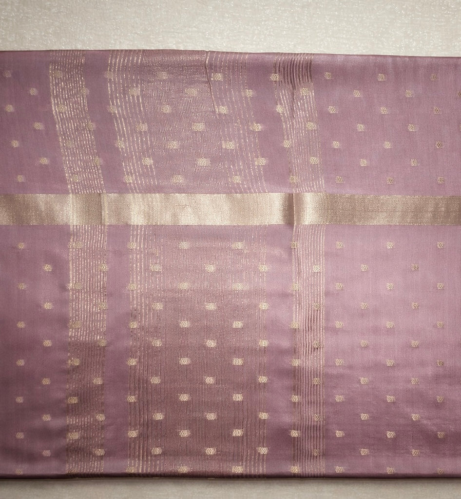 Semi-Raw Silk Zari Butti - Mauve Grey