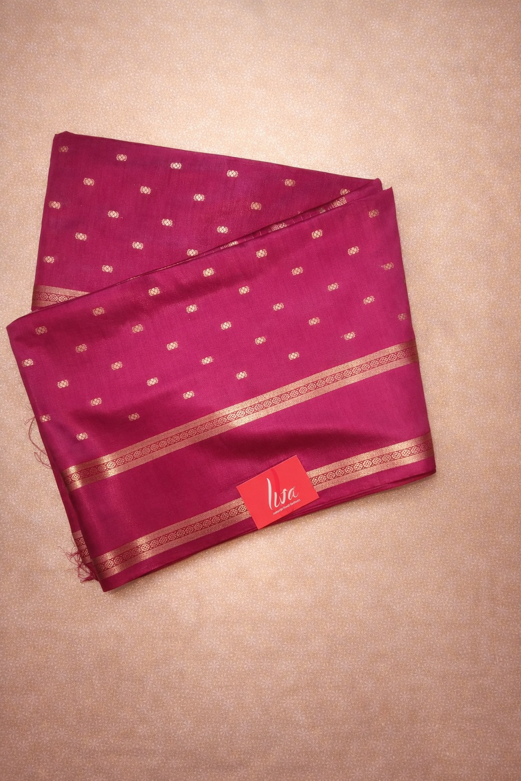Semi-Raw Silk Zari Butti - Retttapet Border 
(Majenta)
