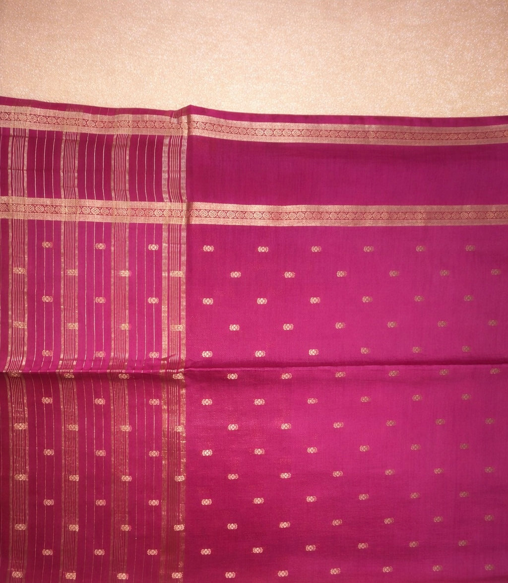 Semi-Raw Silk Zari Butti - Retttapet Border 
(Majenta)