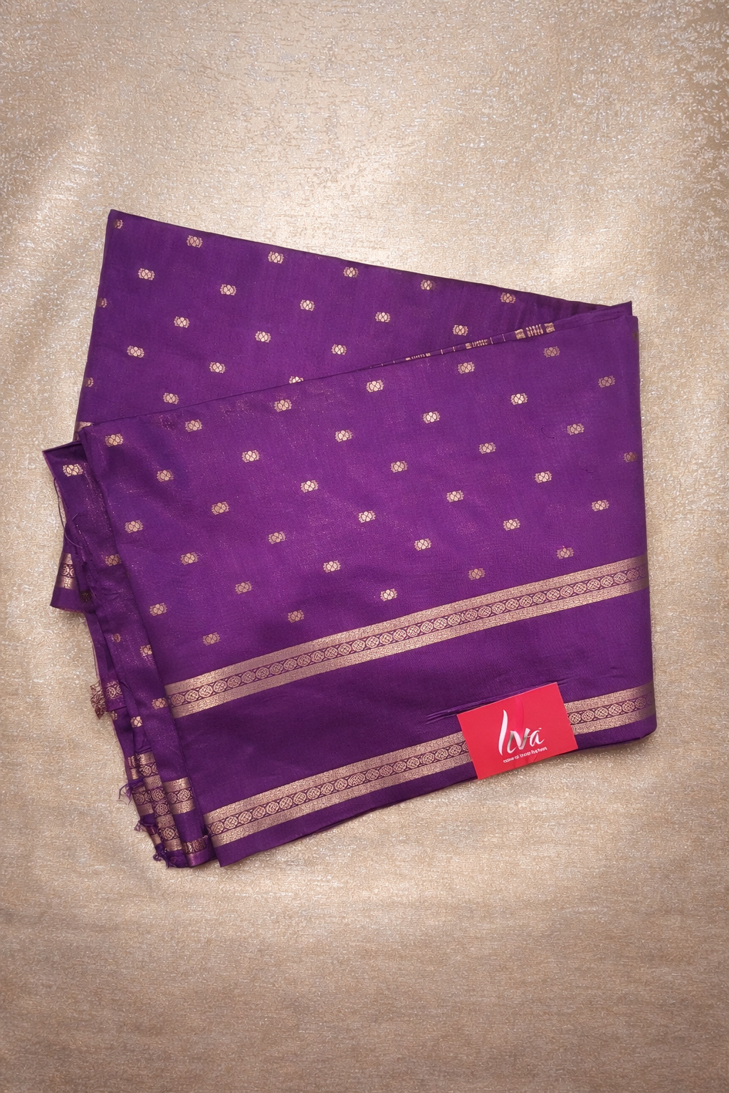 Semi-Raw Silk Zari Butti - Retttapet Border 
(Royal Purple)