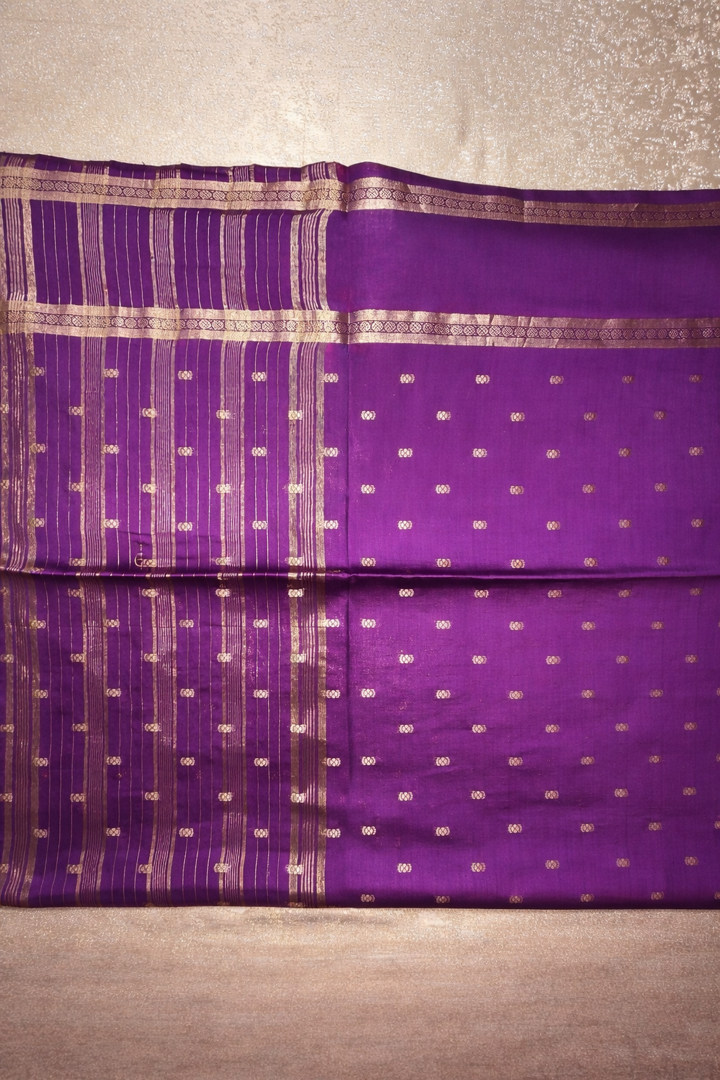 Semi-Raw Silk Zari Butti - Retttapet Border 
(Royal Purple)