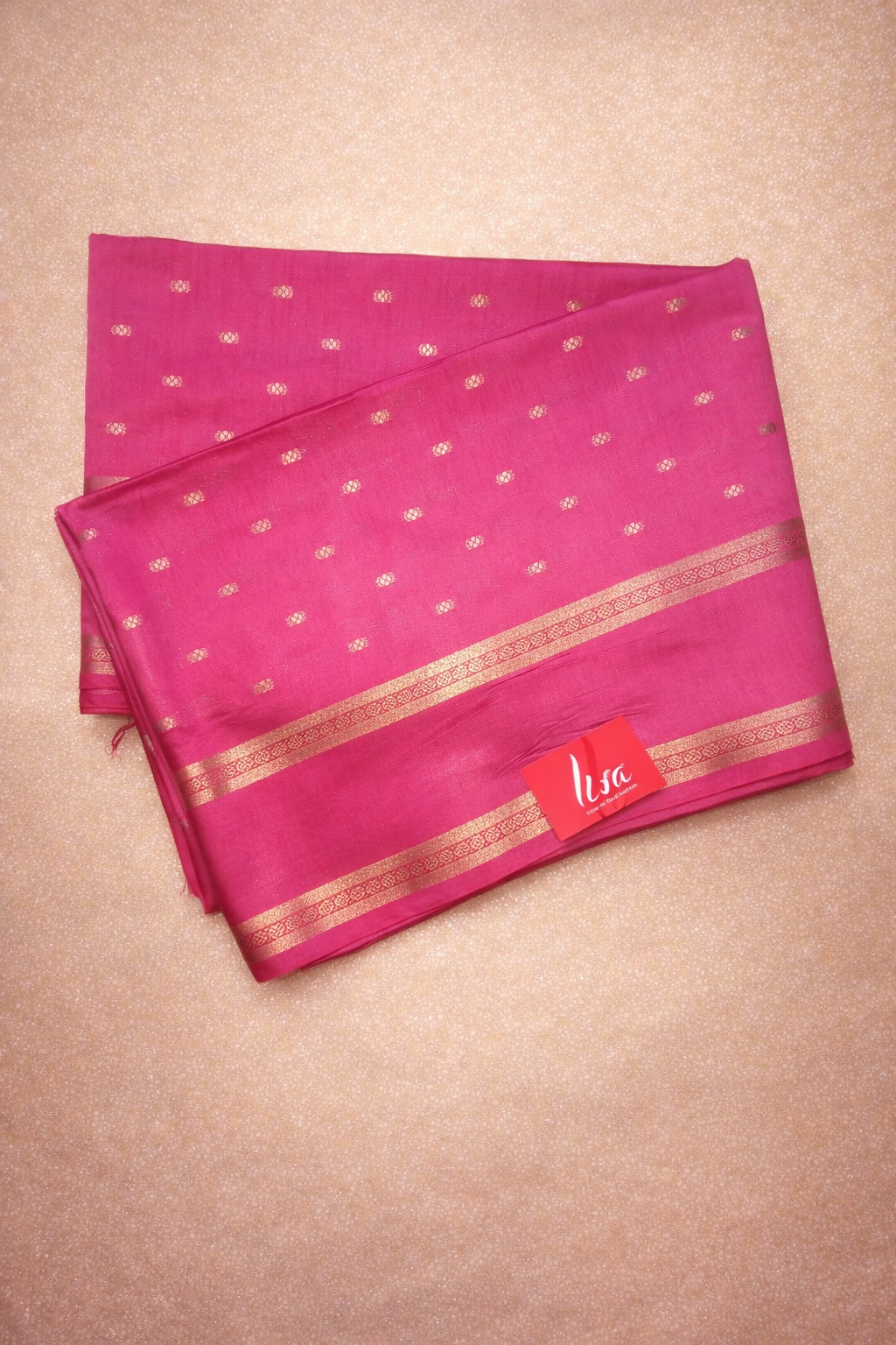 Semi-Raw Silk Zari Butti - Retttapet Border 
(Rani Pink)