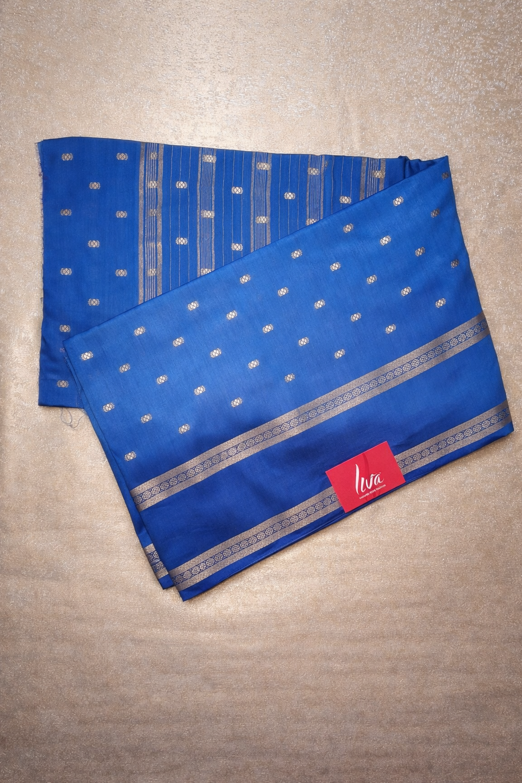 Semi-Raw Silk Zari Butti - Retttapet Border 
(Sapphire Blue)