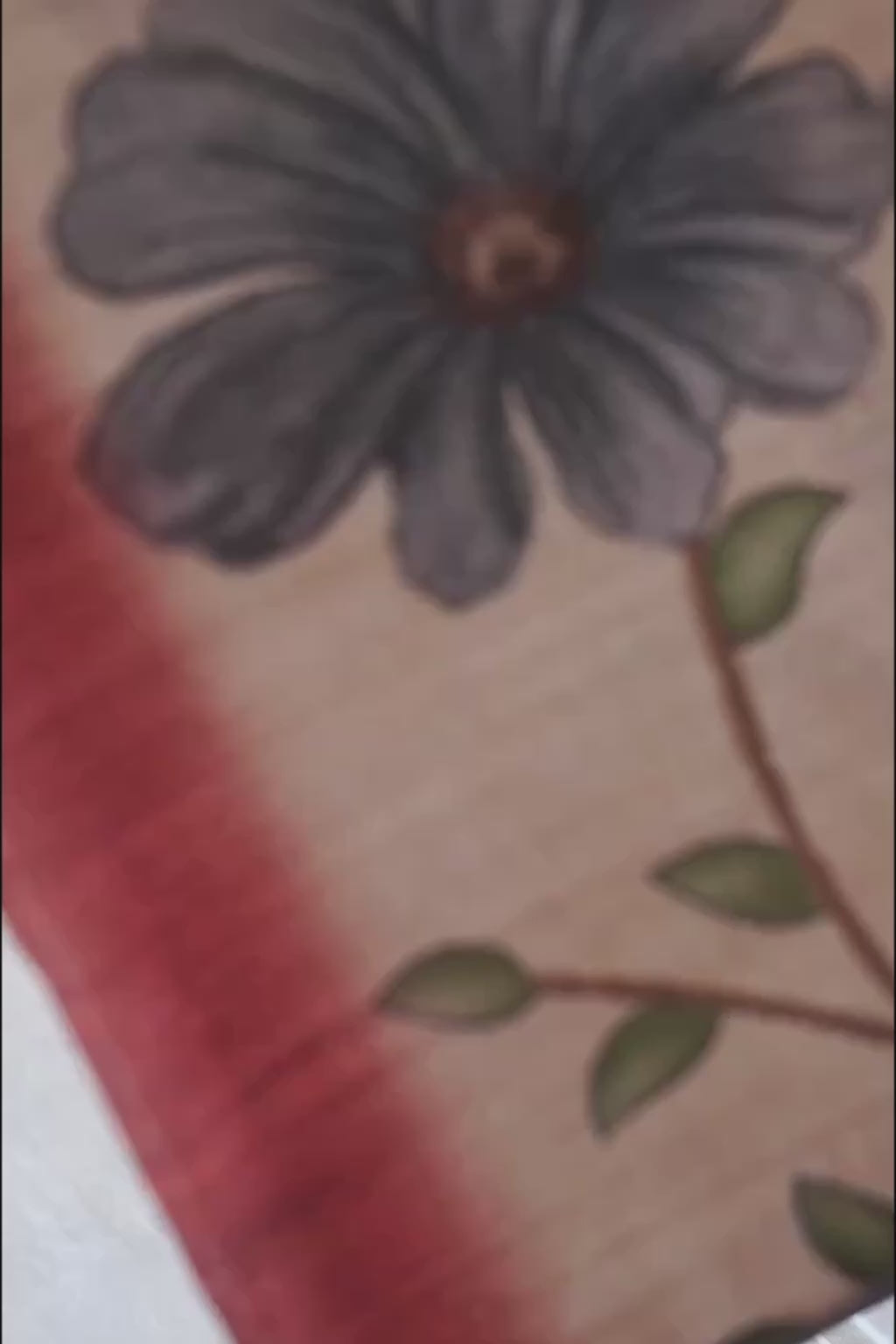 Tussar Hand print Silk - Burnt orange + grey saree